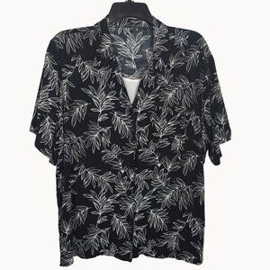 Tropical Palm Leaf Layered Casual RelaxedFit Lounge Island Vacation Top Womens L